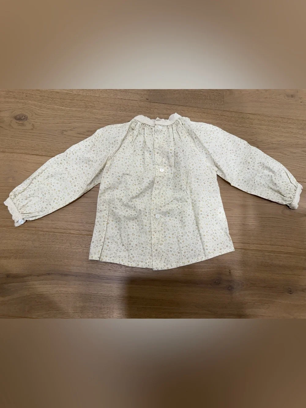 Poplin Taupe Ruffle Bloomers and Floral Top Set - Cream